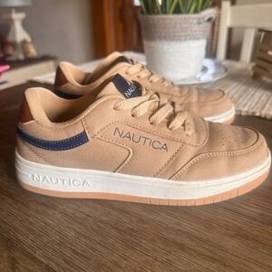Nautica Sneakers Casual Walking Shoes Comfort Lake Edge‎ Tan Blue Size 2